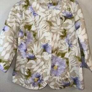 Coldwater Creek Floral Jacket 3/4 Sleeve Romantic Fairy Core Career
